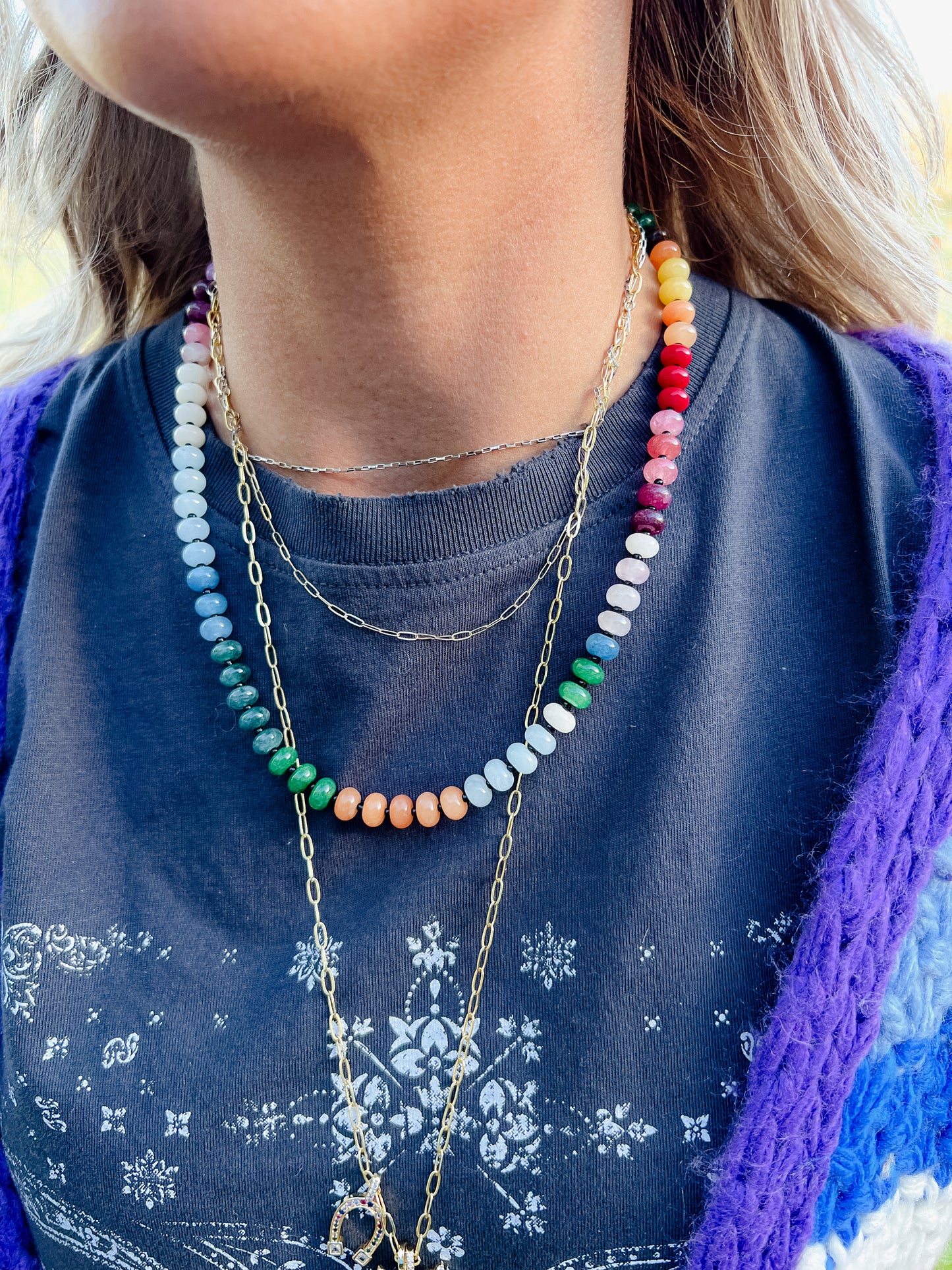 Rainbow Necklace- Black RESTOCK