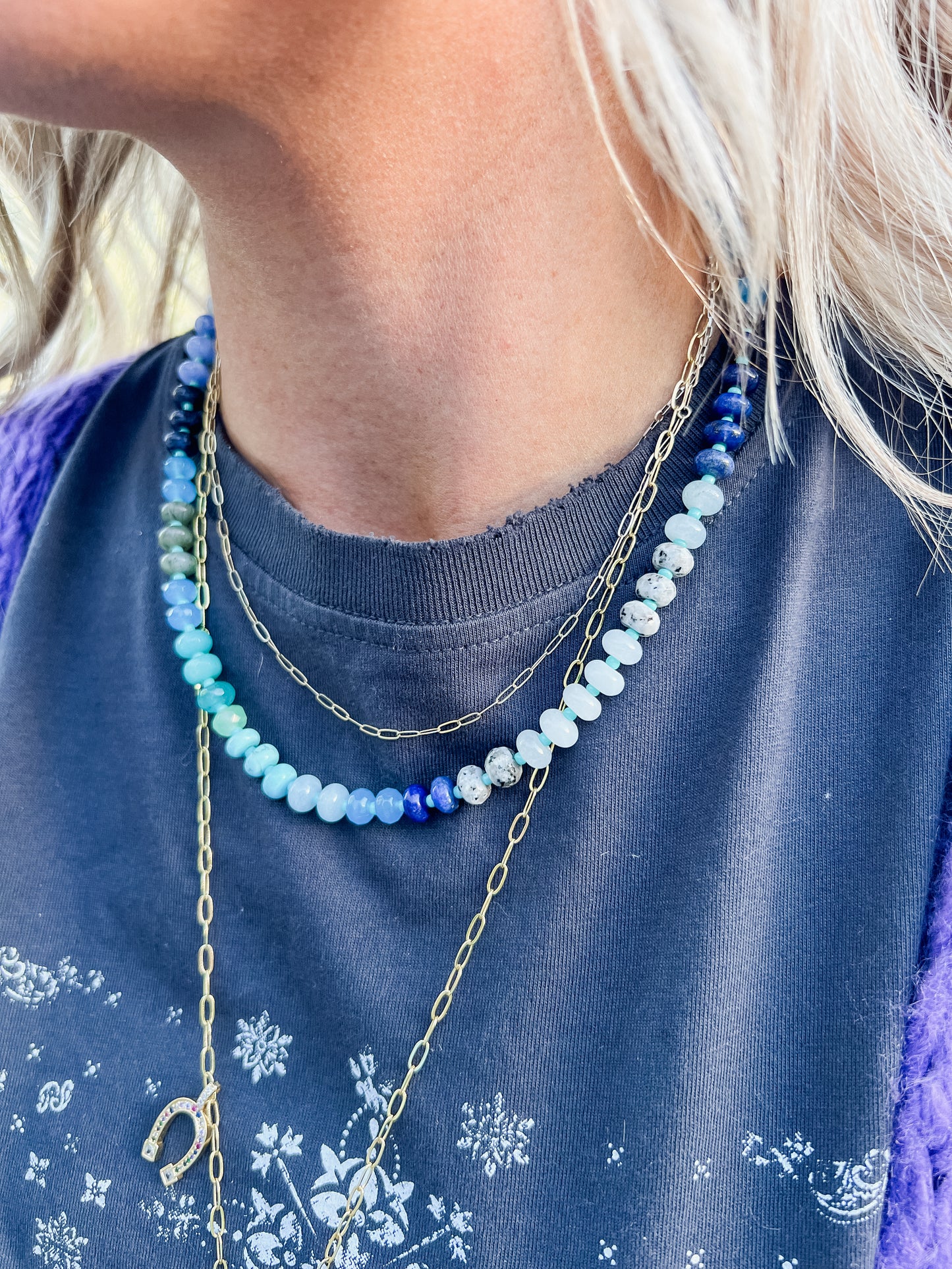 Rainbow Necklace- Blue