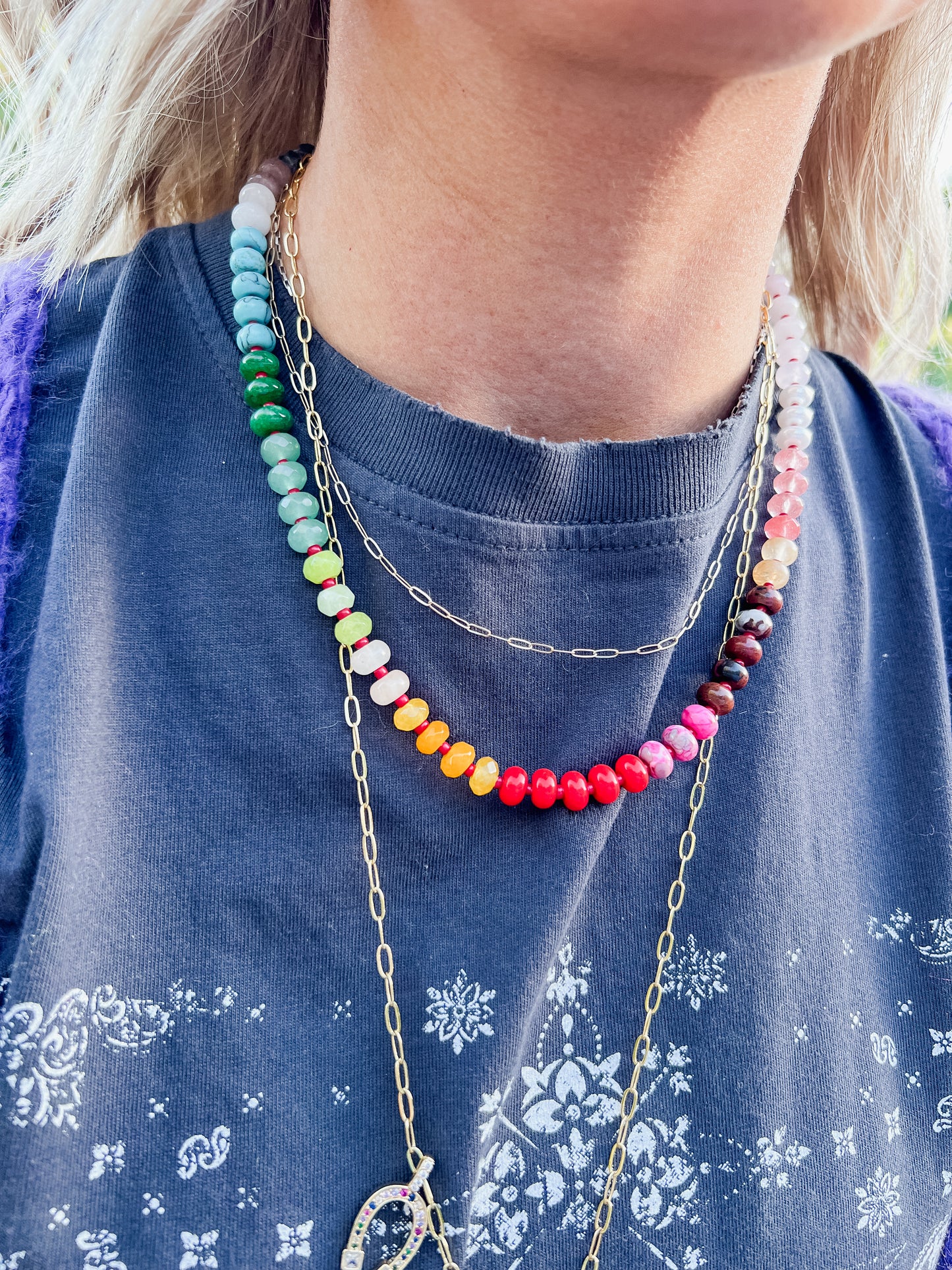 Rainbow Necklace- Red