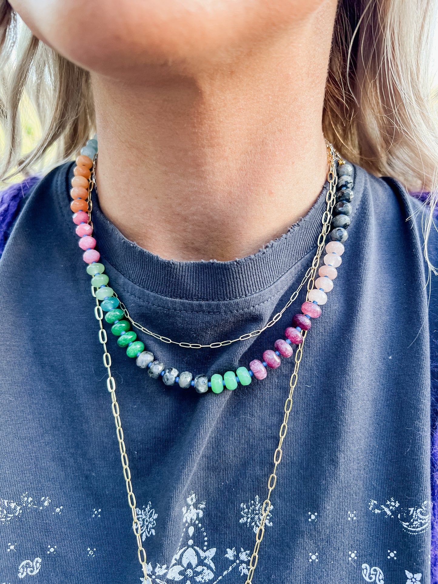 Rainbow Necklace- Blue Multi RESTOCK