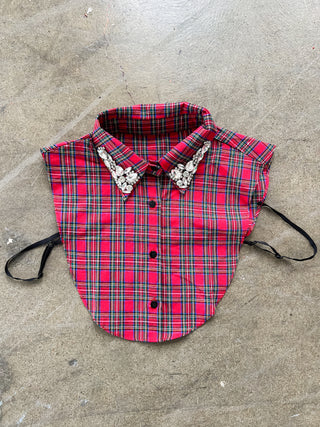 Red Christmas Plaid Rhinestone Collar - RESTOCK
