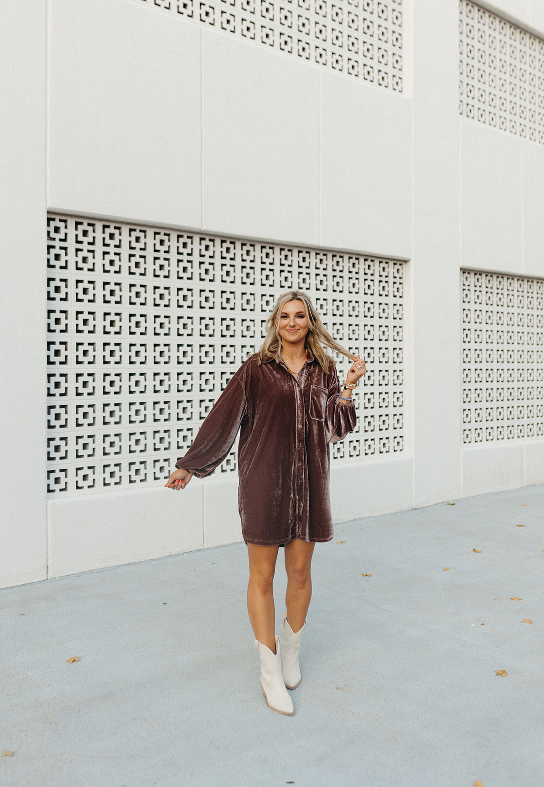 Sabra Velvet Shirt Dress