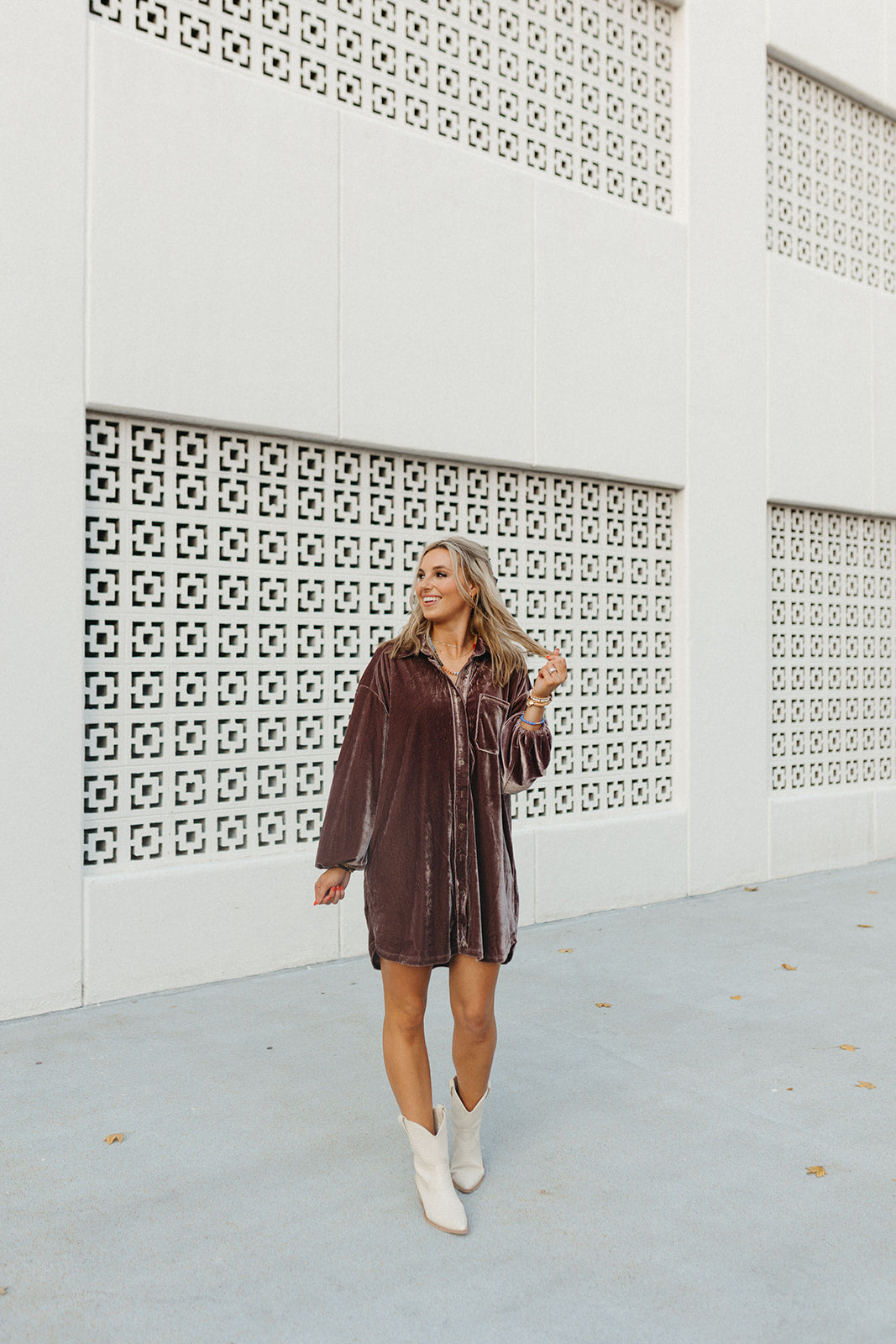 Sabra Velvet Shirt Dress