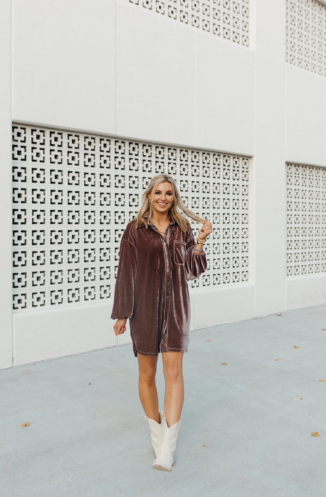 Sabra Velvet Shirt Dress