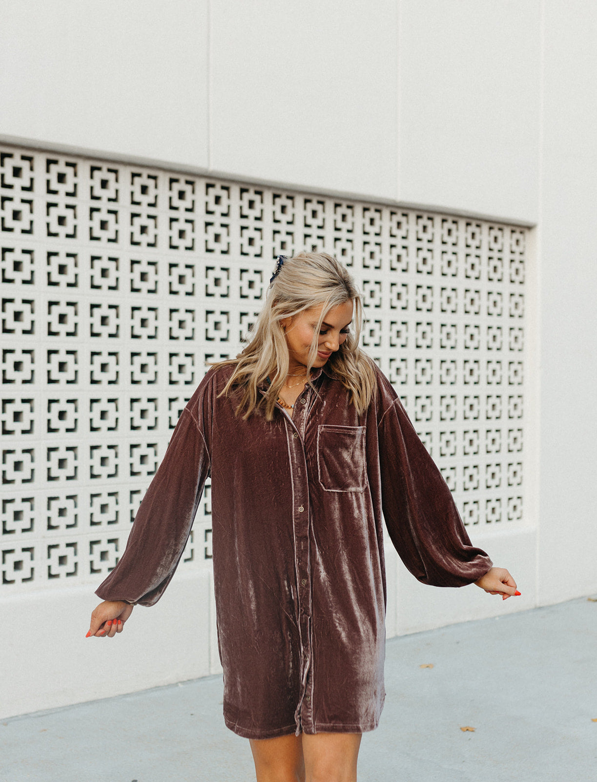Sabra Velvet Shirt Dress