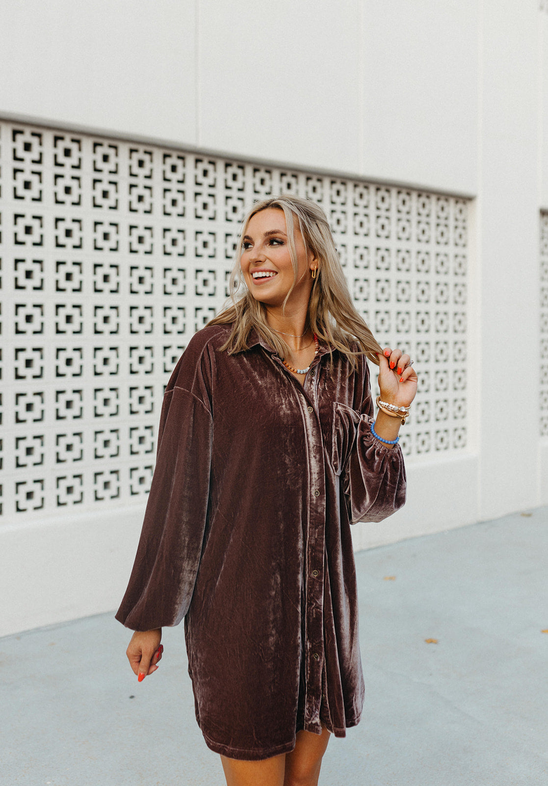 Sabra Velvet Shirt Dress