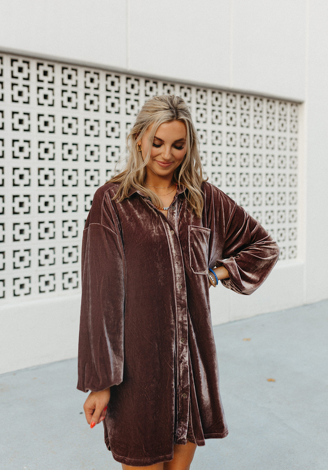 Sabra Velvet Shirt Dress