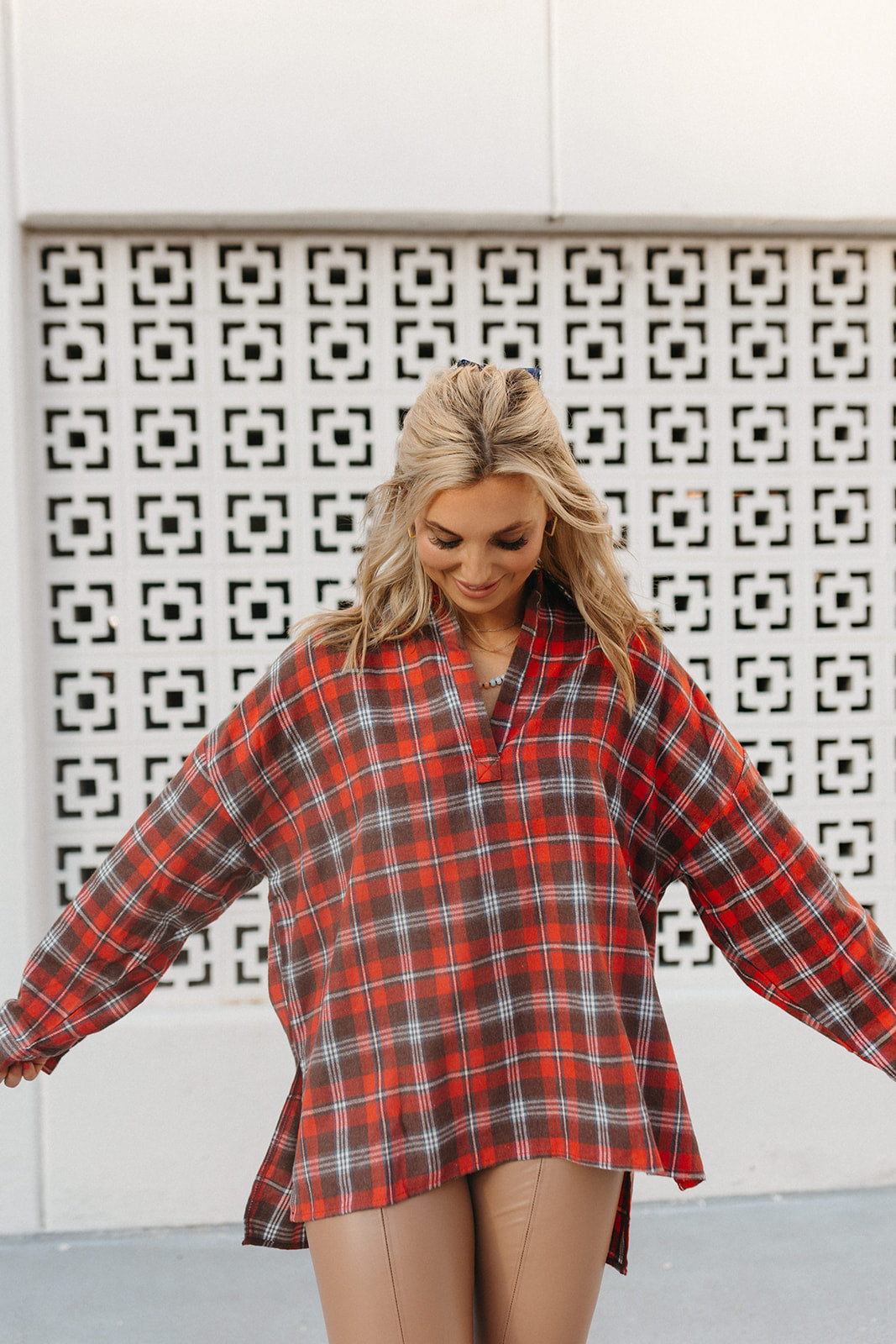 Tamara Plaid Tunic in Red