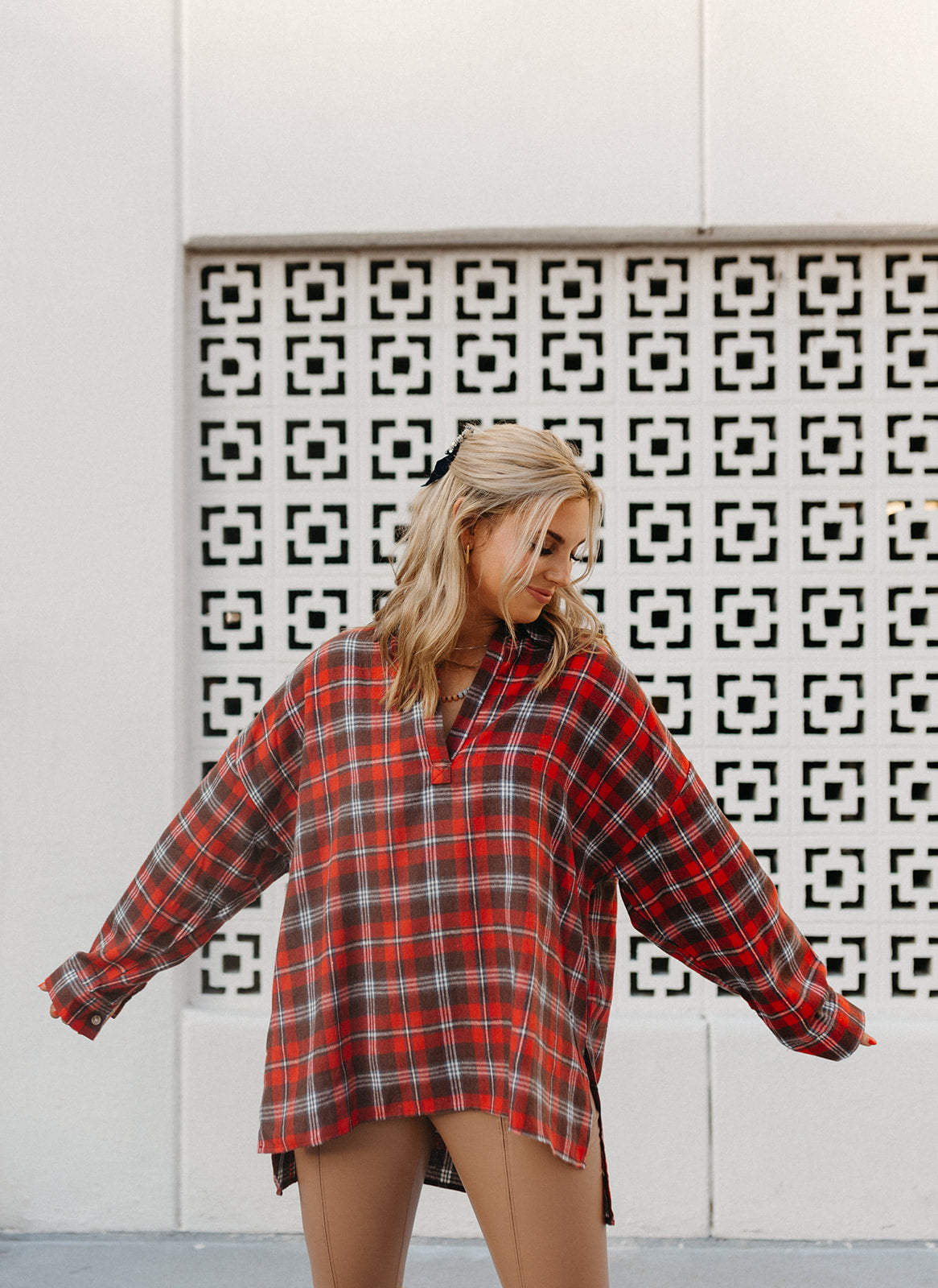 Tamara Plaid Tunic in Red