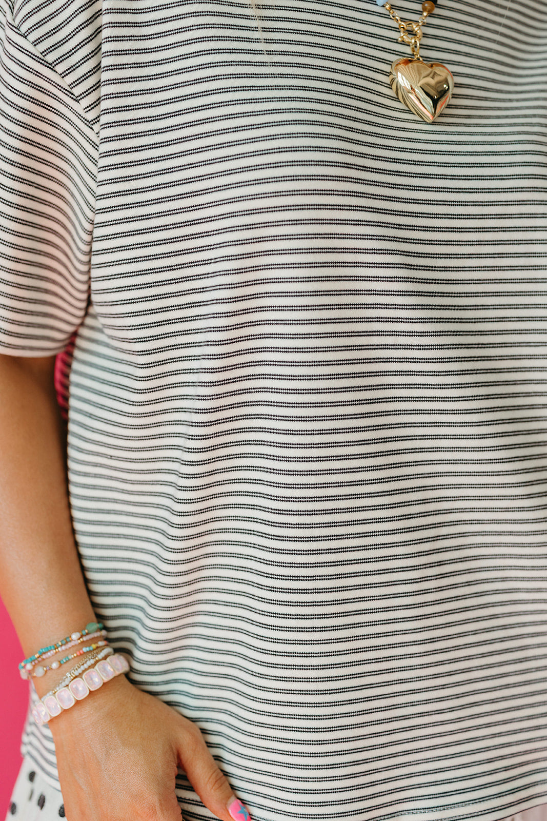 McCall Stripe Boyfriend Tee in Ivory/Black