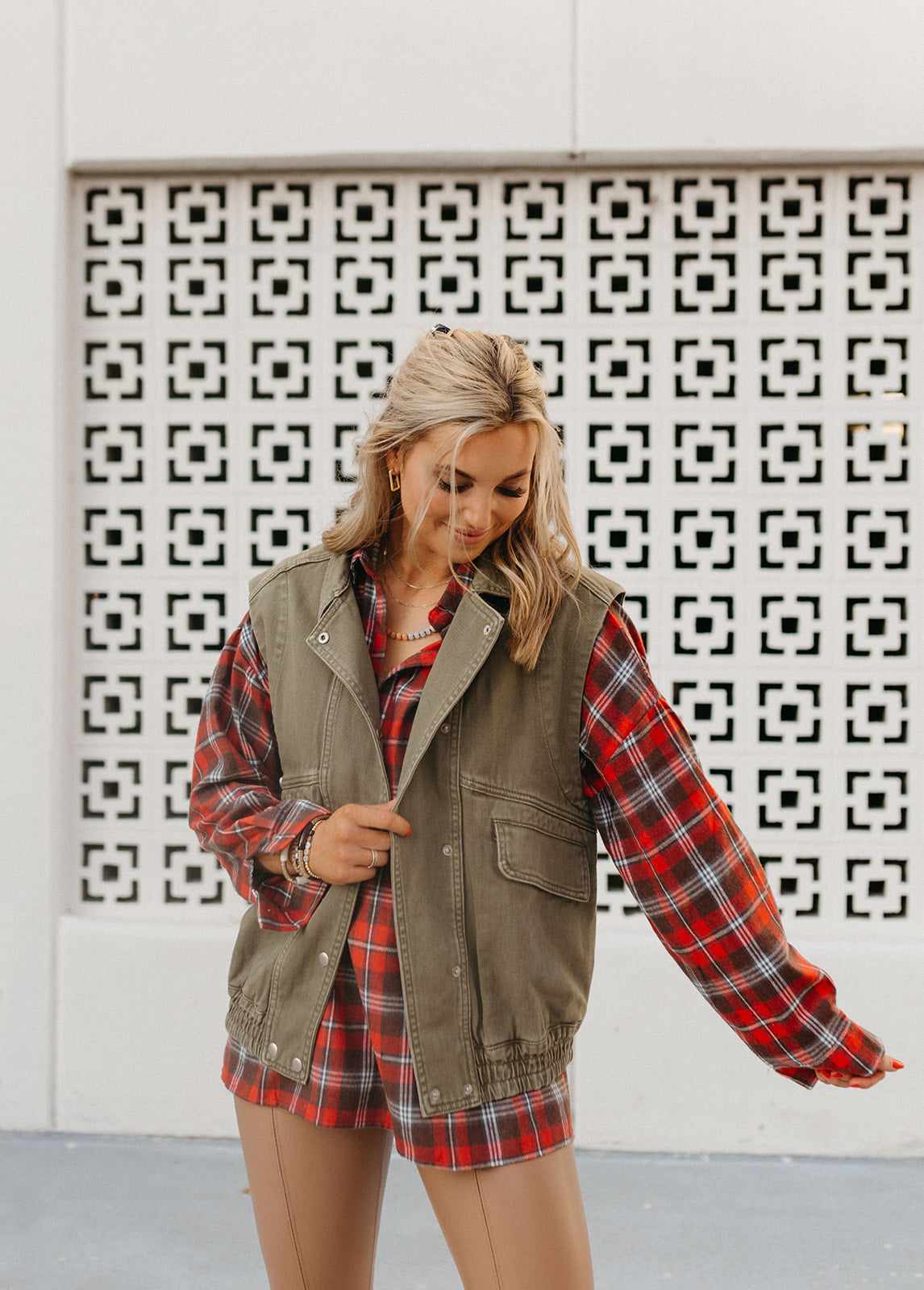 Tamara Plaid Tunic in Red