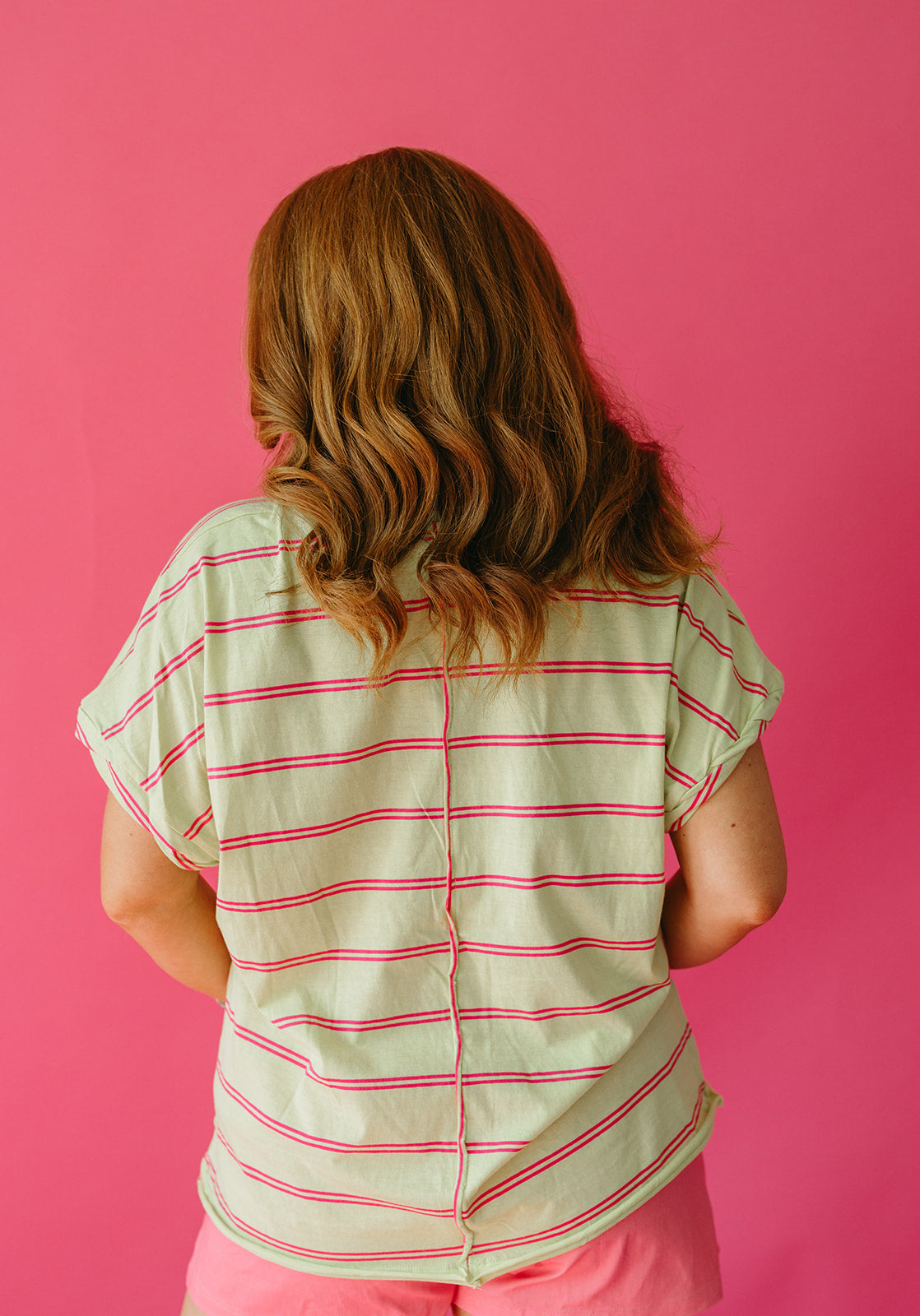Eliza Stripe Tee in Lime