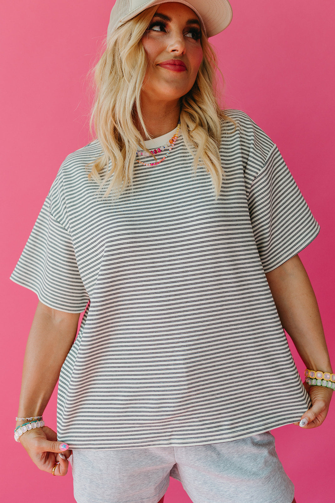 McCall Stripe Boyfriend Tee in Ivory/Black