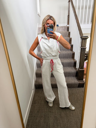 Zelda Track Pants in Grey/Red