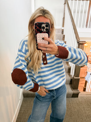 Hilda Stripe Henley in Capri/Dove