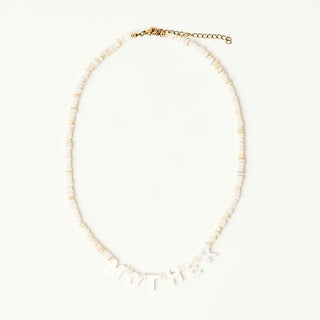 MOTHER Beaded Necklace in White Shell