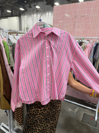 Rachel Stripe Button Down in Pink/Green *PREORDER*