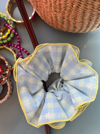 Oversized Scrunchie in Blue Plaid