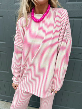 Nyah Striped Tunic Top in Pink