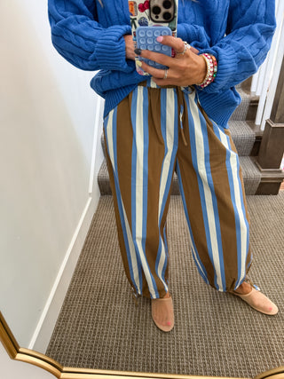 James Stripe Pants in Camel/Blue