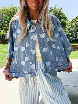 Kit Denim Cape Jacket in Polka Dot