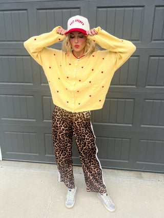 Piper Cardigan - Embroidered Heart Honey