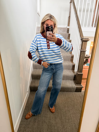 Hilda Stripe Henley in Capri/Dove