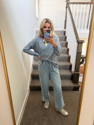 Mikayla Side Stripe Wide Leg Denim