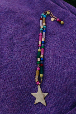 Chunky Bead Star Charm Necklace - RESTOCK