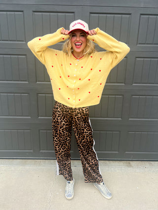 Piper Cardigan - Embroidered Heart Honey