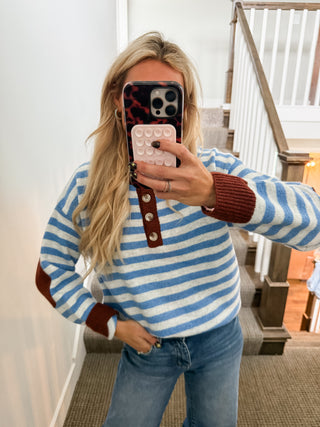 Hilda Stripe Henley in Capri/Dove