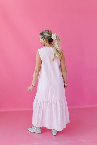Romey Cotton Midi Dress in Ballet Pink