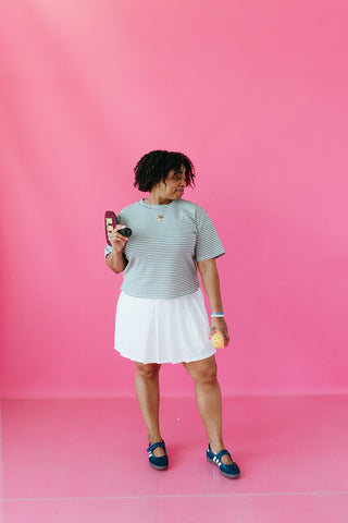 Ava Oat/Green Stripe Tee
