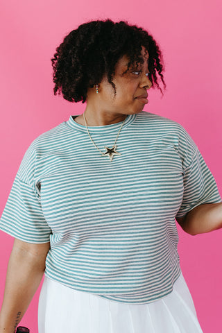 Ava Oat/Green Stripe Tee