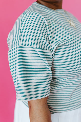 Ava Oat/Green Stripe Tee