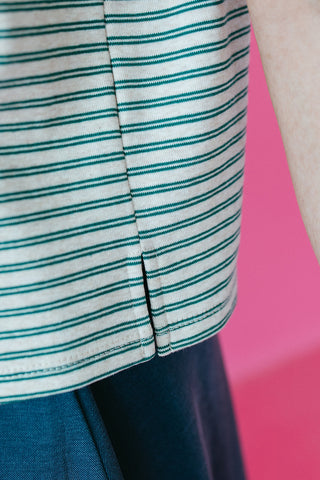 Ava Oat/Green Stripe Tee