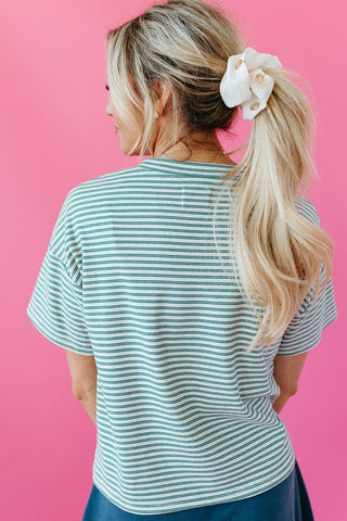 Ava Oat/Green Stripe Tee