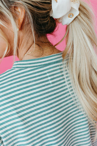 Ava Oat/Green Stripe Tee