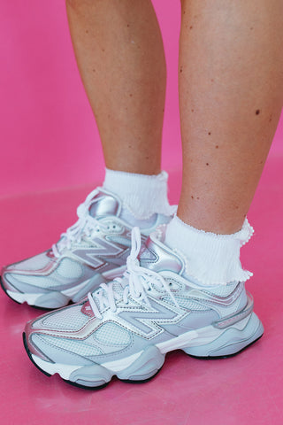 Floral Lace + Pearl Crew Socks RESTOCK