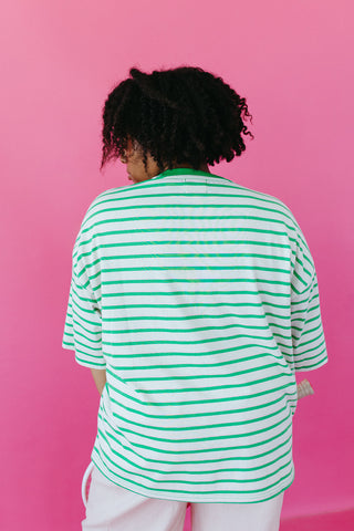 McCall Oversized Stripe Tee in Green