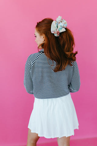 Kam Stripe Knit Polo Long Sleeve Top