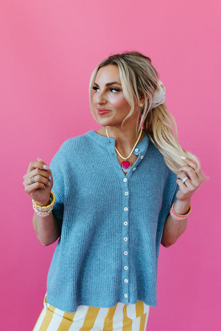 Rowan Cardigan In Dusty Blue