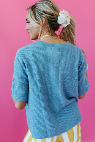 Rowan Cardigan In Dusty Blue
