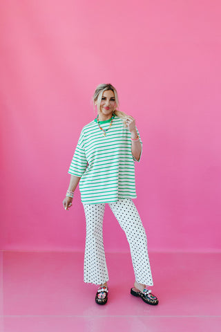 McCall Oversized Stripe Tee in Green