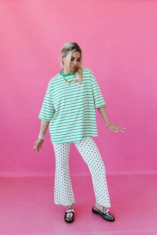 McCall Oversized Stripe Tee in Green