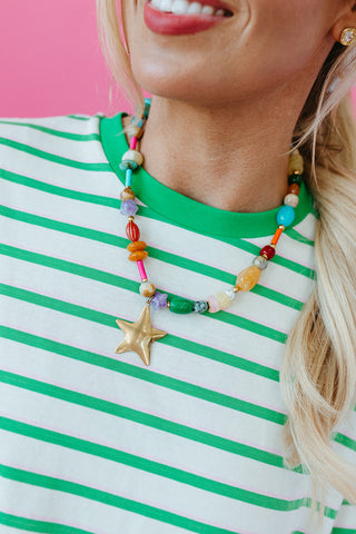 McCall Oversized Stripe Tee in Green