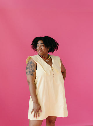 Callahan Collared Mini Dress in Lemon/White