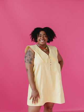 Callahan Collared Mini Dress in Lemon/White