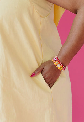 Callahan Collared Mini Dress in Lemon/White