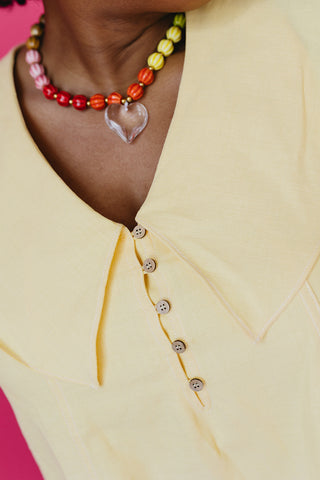 Callahan Collared Mini Dress in Lemon/White